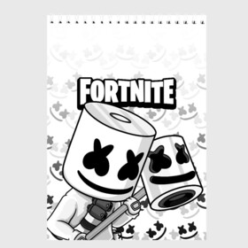 Скетчбук с принтом FORTNITE MARSHMELLO , 100% бумага
 | 48 листов, плотность листов — 100 г/м2, плотность картонной обложки — 250 г/м2. Листы скреплены сверху удобной пружинной спиралью | Тематика изображения на принте: chapter 2 | fortnite | marshmello | диджей | игры | маршмэллоу | молоток | фортнайт