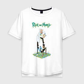 Мужская футболка хлопок Oversize с принтом Rick and Morty , 100% хлопок | свободный крой, круглый ворот, “спинка” длиннее передней части | dsgnosadchaya | rick  morty | vdosadir | джастин ройланд | дэн хармон | миссикс | плюмбус | рик и морти