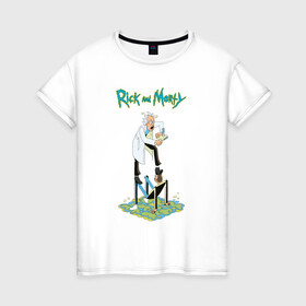 Женская футболка хлопок с принтом Rick and Morty , 100% хлопок | прямой крой, круглый вырез горловины, длина до линии бедер, слегка спущенное плечо | dsgnosadchaya | rick  morty | vdosadir | джастин ройланд | дэн хармон | миссикс | плюмбус | рик и морти