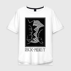 Мужская футболка хлопок Oversize с принтом Rick and Morty black and white , 100% хлопок | свободный крой, круглый ворот, “спинка” длиннее передней части | black and white | cn_1952863_019061 | dsgnosadchaya | rick  morty | vdosadir | джастин ройланд | дэн хармон | миссикс | плюмбус | рик и морти | чёрно белый
