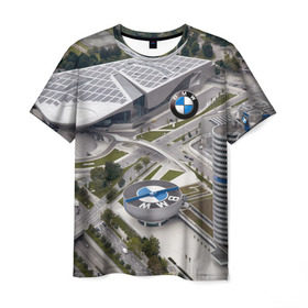 Мужская футболка 3D с принтом BMW city , 100% полиэфир | прямой крой, круглый вырез горловины, длина до линии бедер | Тематика изображения на принте: bmw | buildings | city | germany | munich | prestige | бмв | германия | город | здания | мюнхен | престиж