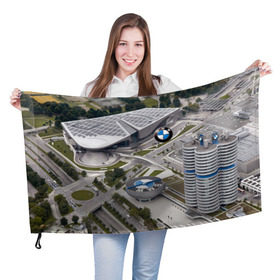 Флаг 3D с принтом BMW city , 100% полиэстер | плотность ткани — 95 г/м2, размер — 67 х 109 см. Принт наносится с одной стороны | Тематика изображения на принте: bmw | buildings | city | germany | munich | prestige | бмв | германия | город | здания | мюнхен | престиж