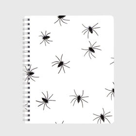 Тетрадь с принтом Пауки , 100% бумага | 48 листов, плотность листов — 60 г/м2, плотность картонной обложки — 250 г/м2. Листы скреплены сбоку удобной пружинной спиралью. Уголки страниц и обложки скругленные. Цвет линий — светло-серый
 | spider | spiders | абстрактный | абстракция | животное | животные | жук | жуки | насекомое | насекомые | паук | паучий | паучки | паучок | природа | фауна