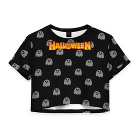 Женская футболка Cropp-top с принтом BRAWL STARS HALLOWEEN , 100% полиэстер | круглая горловина, длина футболки до линии талии, рукава с отворотами | brawl stars | ghost | halloween | бравл | приведения | старс | хэллоуин