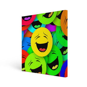 Холст квадратный с принтом Эмодзи смайлы , 100% ПВХ |  | emoji | настроение | позитив | смайлики | смайлы | стикеры | текстура смайл | улыбки | фон смайл | эмодзи