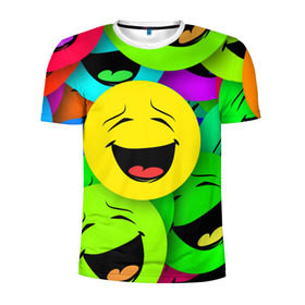 Мужская футболка 3D спортивная с принтом Эмодзи смайлы , 100% полиэстер с улучшенными характеристиками | приталенный силуэт, круглая горловина, широкие плечи, сужается к линии бедра | emoji | настроение | позитив | смайлики | смайлы | стикеры | текстура смайл | улыбки | фон смайл | эмодзи