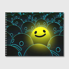 Альбом для рисования с принтом НЕОНОВЫЕ СМАЙЛЫ , 100% бумага
 | матовая бумага, плотность 200 мг. | emoji | настроение | позитив | смайлики | смайлы | стикеры | текстура смайл | улыбки | фон смайл | эмодзи