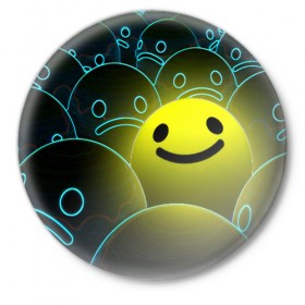 Значок с принтом НЕОНОВЫЕ СМАЙЛЫ ,  металл | круглая форма, металлическая застежка в виде булавки | emoji | настроение | позитив | смайлики | смайлы | стикеры | текстура смайл | улыбки | фон смайл | эмодзи