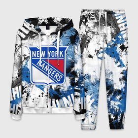 Мужской костюм 3D с принтом Нью-Йорк Рейнджерс , 100% полиэстер | Манжеты и пояс оформлены тканевой резинкой, двухслойный капюшон со шнурком для регулировки, карманы спереди | hockey | new york | new york rangers | nhl | rangers | usa | нхл | нью йорк | нью йорк рейнджерс | рейнджерс | спорт | сша | хоккей | шайба