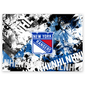 Поздравительная открытка с принтом Нью-Йорк Рейнджерс , 100% бумага | плотность бумаги 280 г/м2, матовая, на обратной стороне линовка и место для марки
 | Тематика изображения на принте: hockey | new york | new york rangers | nhl | rangers | usa | нхл | нью йорк | нью йорк рейнджерс | рейнджерс | спорт | сша | хоккей | шайба