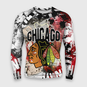 Мужской рашгард 3D с принтом Chicago Blackhawks ,  |  | Тематика изображения на принте: blackhawks | chicago | chicago blackhawks | hockey | nhl | usa | блэкхокс | нхл | спорт | сша | хоккей | чикаго | чикаго блэкхокс | шайба