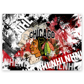 Поздравительная открытка с принтом Chicago Blackhawks , 100% бумага | плотность бумаги 280 г/м2, матовая, на обратной стороне линовка и место для марки
 | Тематика изображения на принте: blackhawks | chicago | chicago blackhawks | hockey | nhl | usa | блэкхокс | нхл | спорт | сша | хоккей | чикаго | чикаго блэкхокс | шайба