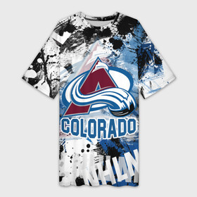 Платье-футболка 3D с принтом Колорадо Эвеланш ,  |  | avalanche | colorado | colorado avalanche | hockey | nhl | usa | колорадо | колорадо эвеланш | нхл | спорт | сша | хоккей | шайба | эвеланш