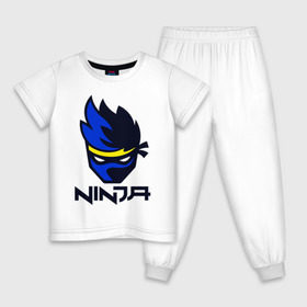Детская пижама хлопок с принтом FORTNITE NINJA , 100% хлопок |  брюки и футболка прямого кроя, без карманов, на брюках мягкая резинка на поясе и по низу штанин
 | fortnite | fortnite 2 | fortnite x | marshmello | ninja | ninja hyper streamer | ninja streamer | streamer | tyler blevins | маршмелло | ниндзя | фортнайт | фортнайт 2 | фортнайт глава 2