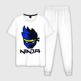 Мужская пижама хлопок с принтом FORTNITE NINJA , 100% хлопок | брюки и футболка прямого кроя, без карманов, на брюках мягкая резинка на поясе и по низу штанин
 | fortnite | fortnite 2 | fortnite x | marshmello | ninja | ninja hyper streamer | ninja streamer | streamer | tyler blevins | маршмелло | ниндзя | фортнайт | фортнайт 2 | фортнайт глава 2