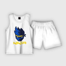 Детская пижама с шортами хлопок с принтом FORTNITE NINJA ,  |  | fortnite | fortnite 2 | fortnite x | marshmello | ninja | ninja hyper streamer | ninja streamer | streamer | tyler blevins | маршмелло | ниндзя | фортнайт | фортнайт 2 | фортнайт глава 2