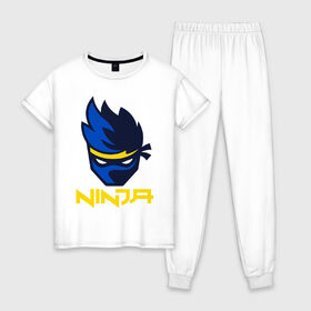 Женская пижама хлопок с принтом FORTNITE NINJA , 100% хлопок | брюки и футболка прямого кроя, без карманов, на брюках мягкая резинка на поясе и по низу штанин | fortnite | fortnite 2 | fortnite x | marshmello | ninja | ninja hyper streamer | ninja streamer | streamer | tyler blevins | маршмелло | ниндзя | фортнайт | фортнайт 2 | фортнайт глава 2