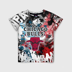 Детская футболка 3D с принтом Чикаго Буллз , 100% гипоаллергенный полиэфир | прямой крой, круглый вырез горловины, длина до линии бедер, чуть спущенное плечо, ткань немного тянется | bulls | chicago | chicago bulls | nba | баскетбол | буллз | нба | чикаго | чикаго буллз