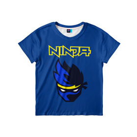 Детская футболка 3D с принтом FORTNITE NINJA , 100% гипоаллергенный полиэфир | прямой крой, круглый вырез горловины, длина до линии бедер, чуть спущенное плечо, ткань немного тянется | Тематика изображения на принте: fortnite | fortnite 2 | fortnite x | marshmello | ninja | ninja hyper streamer | ninja streamer | streamer | tyler blevins | маршмелло | ниндзя | фортнайт | фортнайт 2 | фортнайт глава 2