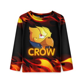 Детский лонгслив 3D с принтом Crow (Brawl Stars) , 100% полиэстер | длинные рукава, круглый вырез горловины, полуприлегающий силуэт
 | brawl stars | crow | game | leon | бравл | бравл стар | бравл старс | ворон | ворона | детская | детям | игра | компьютерная игра | кров | леон | персонаж | развлечение