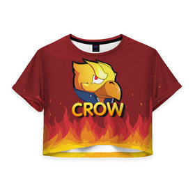 Женская футболка Cropp-top с принтом Crow (Brawl Stars) , 100% полиэстер | круглая горловина, длина футболки до линии талии, рукава с отворотами | brawl stars | crow | game | leon | бравл | бравл стар | бравл старс | ворон | ворона | детская | детям | игра | компьютерная игра | кров | леон | персонаж | развлечение