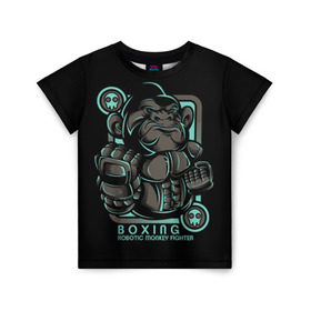Детская футболка 3D с принтом Gorilla fighter , 100% гипоаллергенный полиэфир | прямой крой, круглый вырез горловины, длина до линии бедер, чуть спущенное плечо, ткань немного тянется | boxing | cool | fighter | fist | glove | gorilla | monkey | power | punch | robot | боец | бокс | горилла | крутая | кулак | обезьяна | перчатка | робот | сила | удар