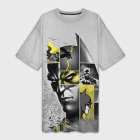 Платье-футболка 3D с принтом Batman 80th Anniversary ,  |  | Тематика изображения на принте: 80 | 80th | anniversary | bat man | batman | batman comics | caped crusader | dark knight | shtatbat | бетмен | брюс уэйн | бэт мен | бэтмен | тёмный рыцарь