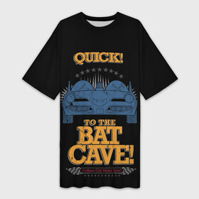 Платье-футболка 3D с принтом To The Bat Cave ,  |  | 80 | 80th | anniversary | bat man | batman | batman comics | caped crusader | dark knight | shtatbat | бетмен | брюс уэйн | бэт мен | бэтмен | тёмный рыцарь