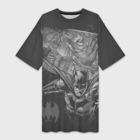 Платье-футболка 3D с принтом Batman 80th anniversary ,  |  | Тематика изображения на принте: 80 | 80th | anniversary | bat man | batman | batman comics | caped crusader | dark knight | бетмен | брюс уэйн | бэт мен | бэтмен | тёмный рыцарь