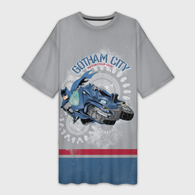 Платье-футболка 3D с принтом Gotham City Motorcycle Club ,  |  | Тематика изображения на принте: 80 | 80th | anniversary | bat man | batman | batman comics | caped crusader | dark knight | shtatbat | бетмен | брюс уэйн | бэт мен | бэтмен | тёмный рыцарь