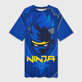 Платье-футболка 3D с принтом FORTNITE NINJA ,  |  | fnchap2 | fortnite | fortnite 2 | fortnite x | marshmello | ninja | ninja hyper streamer | ninja streamer | streamer | tyler blevins | маршмелло | ниндзя | фортнайт | фортнайт 2 | фортнайт глава 2