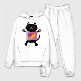 Мужской костюм хлопок OVERSIZE с принтом Black cat ,  |  | black | cat | eyes | heart | like | likee | moustache | mouth | nose | paws | smile | tail | tounge | глаза | кот | котенок | кошка | лапы | нос | рот | сердце | улыбка | усы | хвост | черный | язык