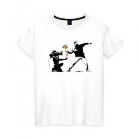 Женская футболка хлопок с принтом Banksy , 100% хлопок | прямой крой, круглый вырез горловины, длина до линии бедер, слегка спущенное плечо | art | banksy | street | street art | арт | бэнкси | стрит | стрит арт