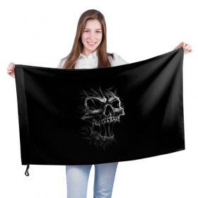 Флаг 3D с принтом Cry , 100% полиэстер | плотность ткани — 95 г/м2, размер — 67 х 109 см. Принт наносится с одной стороны | cry | fear | grin. teeth | halloween | horror | jaw | skull | зубы | крик | оскал | ужас | хэллоуин | череп