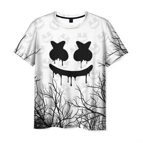 Мужская футболка 3D с принтом MARSHMELLO HALLOWEEN , 100% полиэфир | прямой крой, круглый вырез горловины, длина до линии бедер | america | dj | halloween | marshmello | marshmello halloween | usa | америка | маршмелло | маршмелло хеллоуин | хеллоуин