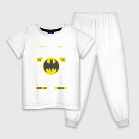 Детская пижама хлопок с принтом Bat-Signal , 100% хлопок |  брюки и футболка прямого кроя, без карманов, на брюках мягкая резинка на поясе и по низу штанин
 | 80 | 80th | anniversary | bat man | batman | batman comics | caped crusader | dark knight | shtatbat | бетмен | брюс уэйн | бэт мен | бэтмен | тёмный рыцарь