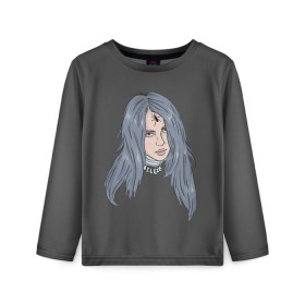 Детский лонгслив 3D с принтом Billie Eilish , 100% полиэстер | длинные рукава, круглый вырез горловины, полуприлегающий силуэт
 | 