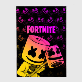 Постер с принтом FORTNITE MARSHMELLO , 100% бумага
 | бумага, плотность 150 мг. Матовая, но за счет высокого коэффициента гладкости имеет небольшой блеск и дает на свету блики, но в отличии от глянцевой бумаги не покрыта лаком | chapter 2 | fortnite | marshmello | диджей | игры | маршмэллоу | молоток | фортнайт