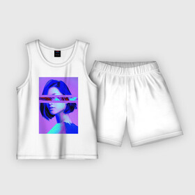 Детская пижама с шортами хлопок с принтом Blurred visions ,  |  | art | digital | glitch | арт | глитч | глюк | искажение | искусство | ошибка | цифровое | цифровой