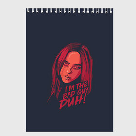 Скетчбук с принтом Billie Eilish , 100% бумага
 | 48 листов, плотность листов — 100 г/м2, плотность картонной обложки — 250 г/м2. Листы скреплены сверху удобной пружинной спиралью | Тематика изображения на принте: bad | billie | boy | boys | eilish | girl | girls | music | pop | rap | sad | trend | билли | грустно | девочка | девочки | девушка | мальчик | музыка | поп | рэп | тренд | эйлиш