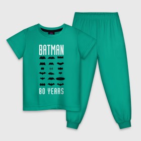 Детская пижама хлопок с принтом Batman Logos , 100% хлопок |  брюки и футболка прямого кроя, без карманов, на брюках мягкая резинка на поясе и по низу штанин
 | 80 | 80th | anniversary | bat man | batman | batman comics | caped crusader | dark knight | shtatjl | бетмен | брюс уэйн | бэт мен | бэтмен | тёмный рыцарь