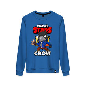 Женский свитшот хлопок с принтом BRAWL STARS CROW , 100% хлопок | прямой крой, круглый вырез, на манжетах и по низу широкая трикотажная резинка  | brawl stars | brawl stars crow | brawler | crow | бравл старз | бравлер | ворон