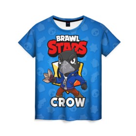 Женская футболка 3D с принтом BRAWL STARS CROW , 100% полиэфир ( синтетическое хлопкоподобное полотно) | прямой крой, круглый вырез горловины, длина до линии бедер | brawl stars | brawl stars crow | brawler | crow | бравл старз | бравлер | ворон