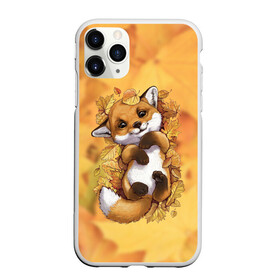 Чехол для iPhone 11 Pro Max матовый с принтом Осенний лисёнок , Силикон |  | fox | лис | лиса | лисёнок | лисичка | листва | листья | осень | рыжая
