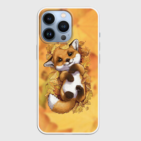 Чехол для iPhone 13 Pro с принтом Осенний лисёнок ,  |  | fox | лис | лиса | лисёнок | лисичка | листва | листья | осень | рыжая