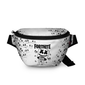 Поясная сумка 3D с принтом FORTNITE x MARSHMELLO , 100% полиэстер | плотная ткань, ремень с регулируемой длиной, внутри несколько карманов для мелочей, основное отделение и карман с обратной стороны сумки застегиваются на молнию | 