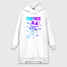 Платье-худи хлопок с принтом FORTNITE x MARSHMELLO ,  |  | fortnite | fortnite 2 | fortnite x | marshmello | ninja | ninja hyper streamer | ninja streamer | streamer | tyler blevins | маршмелло | ниндзя | фортнайт | фортнайт 2 | фортнайт глава 2