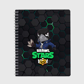 Тетрадь с принтом Crow (Brawl Stars) , 100% бумага | 48 листов, плотность листов — 60 г/м2, плотность картонной обложки — 250 г/м2. Листы скреплены сбоку удобной пружинной спиралью. Уголки страниц и обложки скругленные. Цвет линий — светло-серый
 | brawl stars | crow | game | leon | бравл | бравл стар | бравл старс | ворон | ворона | детская | детям | игра | компьютерная игра | кров | леон | персонаж | развлечение