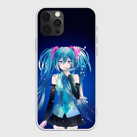 Чехол для iPhone 12 Pro с принтом Hatsune Miku на черном фоне , силикон | область печати: задняя сторона чехла, без боковых панелей | anime | aquamarin | aquamarine | everlasting | hatsune | j pop | miku | projectdiva | singer | summer | vocaloid | аквамарин | аниме | вокалоид | мику | певица | хацуне | хацунэ