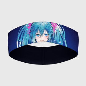 Повязка на голову 3D с принтом Hatsune Miku на черном фоне ,  |  | anime | aquamarin | aquamarine | everlasting | hatsune | j pop | miku | projectdiva | singer | summer | vocaloid | аквамарин | аниме | вокалоид | мику | певица | хацуне | хацунэ